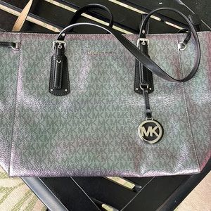 Pearlized silver and black Michael Kors purse